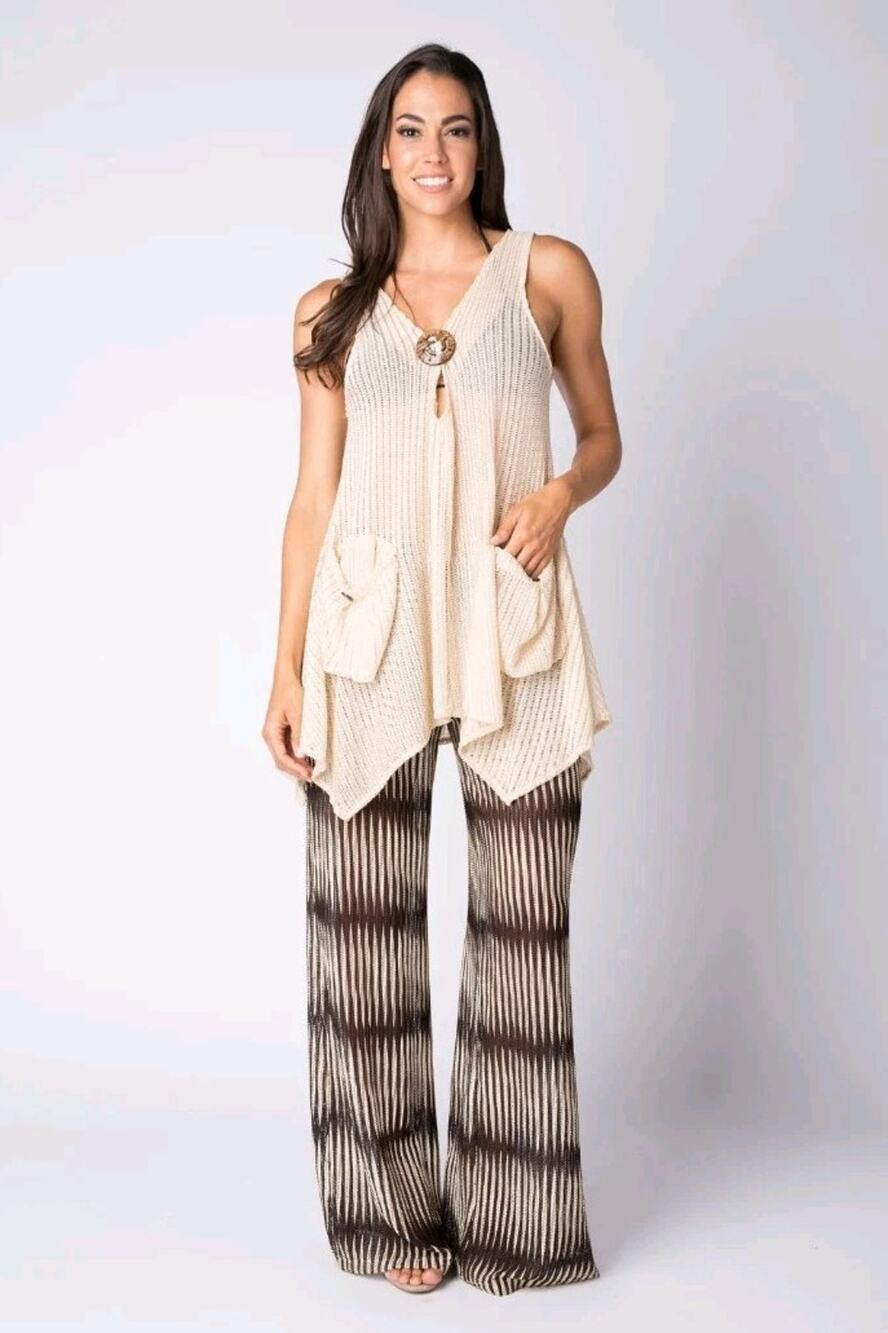 Paradise USA Wide Leg Cover Up Pants Resort Beach Coastal Size Large Swim